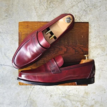 美品★ジョンロブ製 UK7.5【★超希少!!エルメス別注/HERMES】HENRI/H513ラスト/コインローファー/JOHN LOBB★c190