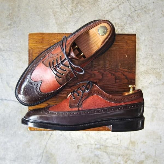 美品★リーガル SIZE 25【★茶×濃茶/カーフ×スエード×グレインレザー】ロングウイング/ウイングチップ/B-HA0629/514S/REGAL★c194