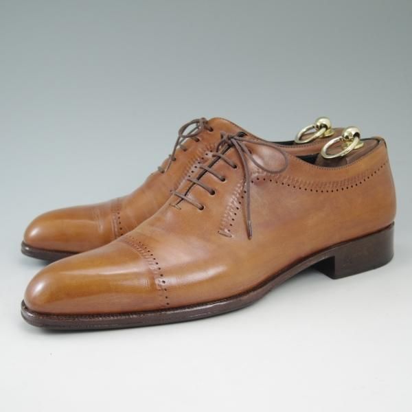 極美品★(伊)タニノクリスチー SIZE 7.5【★希少!!シャドーステッチ仕様】ホールカット/136226/カーフ/TANINO CRISCI★c202