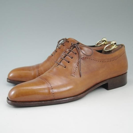 極美品★(伊)タニノクリスチー SIZE 7.5【★希少!!シャドーステッチ仕様】ホールカット/136226/カーフ/TANINO CRISCI★c202