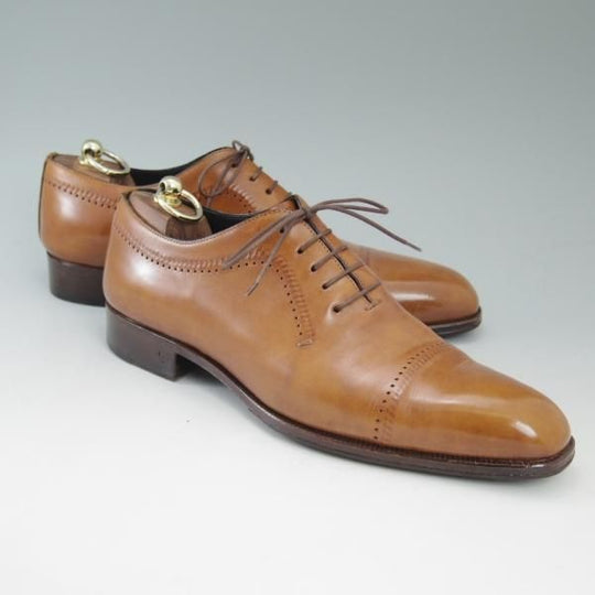 極美品★(伊)タニノクリスチー SIZE 7.5【★希少!!シャドーステッチ仕様】ホールカット/136226/カーフ/TANINO CRISCI★c202