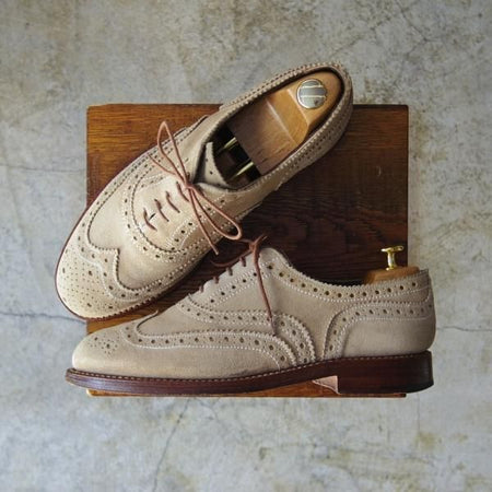 美品★グレンソン 7.5G 【★カントリーシューズ/短靴/フルブローグ】6508-78/スエード/GRENSON★c206