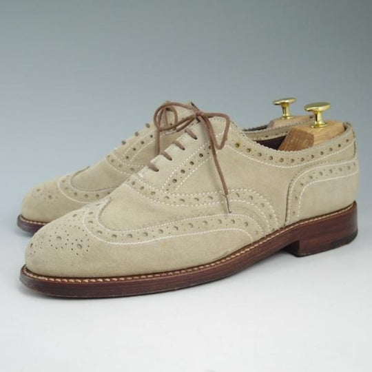 美品★グレンソン 7.5G 【★カントリーシューズ/短靴/フルブローグ】6508-78/スエード/GRENSON★c206