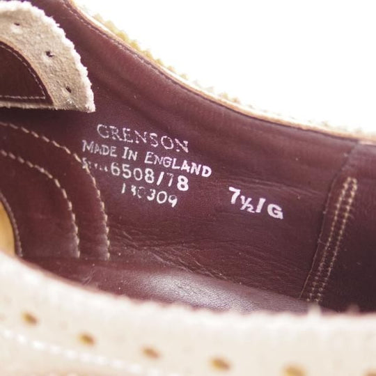 美品★グレンソン 7.5G 【★カントリーシューズ/短靴/フルブローグ】6508-78/スエード/GRENSON★c206