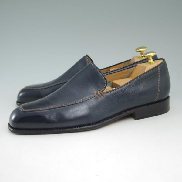 極上★(伊)タニノクリスチー SIZE 7.5【★定価15万円以上】ローファー/スリッポン/131314/カーフ/ネイビー/TANINO CRISCI★c213