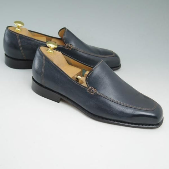極上★(伊)タニノクリスチー SIZE 7.5【★定価15万円以上】ローファー/スリッポン/131314/カーフ/ネイビー/TANINO CRISCI★c213