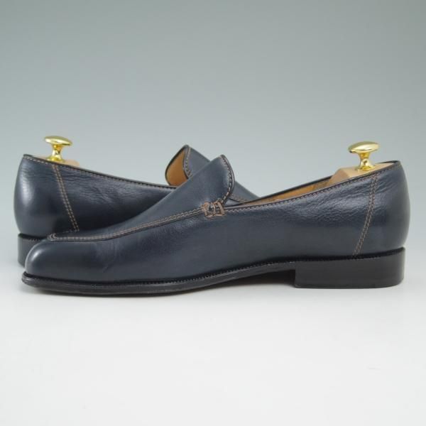 極上★(伊)タニノクリスチー SIZE 7.5【★定価15万円以上】ローファー/スリッポン/131314/カーフ/ネイビー/TANINO CRISCI★c213