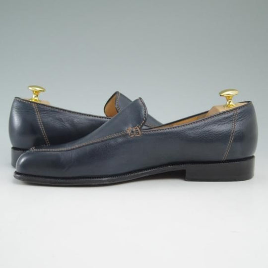 極上★(伊)タニノクリスチー SIZE 7.5【★定価15万円以上】ローファー/スリッポン/131314/カーフ/ネイビー/TANINO CRISCI★c213