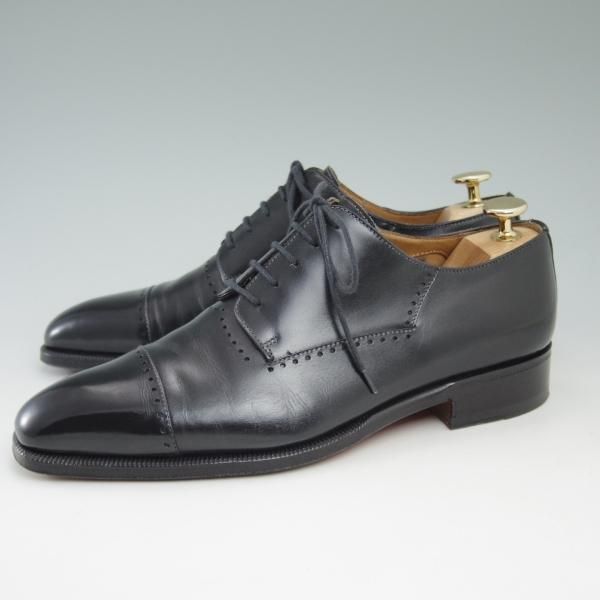 美品★(伊)ボリーニ SIZE 38【★クォーターブローグ】カーフ/ブラック/BOLLINI★c223