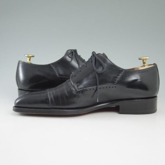 美品★(伊)ボリーニ SIZE 38【★クォーターブローグ】カーフ/ブラック/BOLLINI★c223