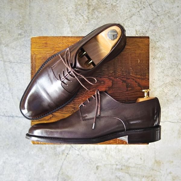 美品★(伊製)ジョルジオアルマーニ SIZE 40.5【★定価11万円以上/ブラックラピド製法】プレーントゥ/アルマーニ/Giorgio Armani★c224