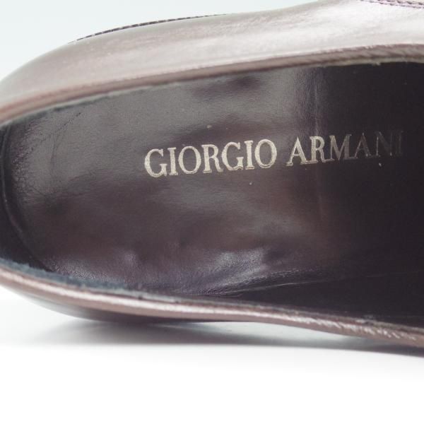 美品★(伊製)ジョルジオアルマーニ SIZE 40.5【★定価11万円以上/ブラックラピド製法】プレーントゥ/アルマーニ/Giorgio Armani★c224