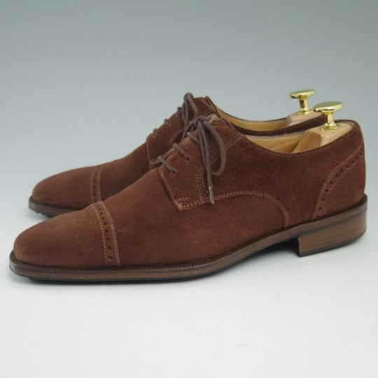 美品★(伊)マンニーナ(レディース) SIZE 38程度 【★希少!!オーダー品/パンチドキャップトゥ】スエード/茶/MANNINA★c226