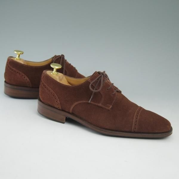 美品★(伊)マンニーナ(レディース) SIZE 38程度 【★希少!!オーダー品/パンチドキャップトゥ】スエード/茶/MANNINA★c226