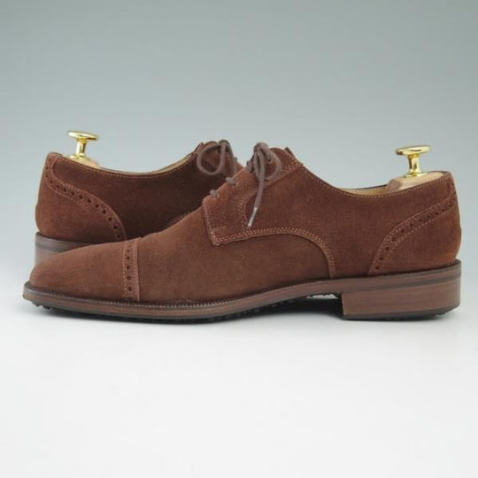 美品★(伊)マンニーナ(レディース) SIZE 38程度 【★希少!!オーダー品/パンチドキャップトゥ】スエード/茶/MANNINA★c226