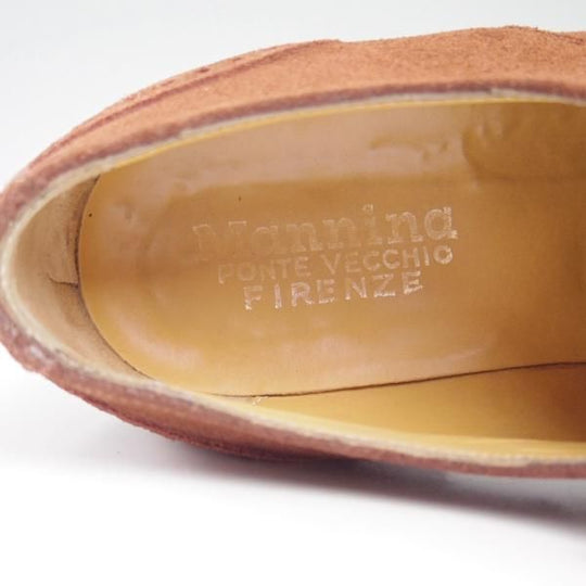 美品★(伊)マンニーナ(レディース) SIZE 38程度 【★希少!!オーダー品/パンチドキャップトゥ】スエード/茶/MANNINA★c226