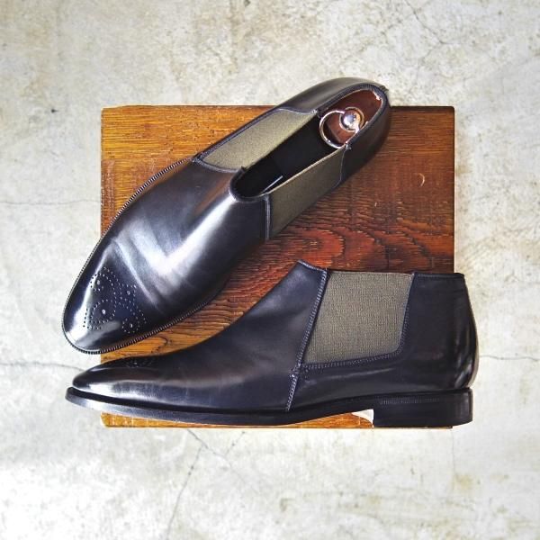 極上★(伊)ラパーロ SIZE 6.5G【★(銀座三越)取り扱い/サイドゴアブーツ】カーフ/黒/ブーツ/Raparo★c236