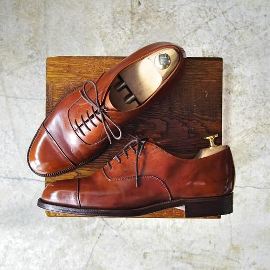 極上★(伊)タニノクリスチー SIZE 7【★希少!!ハンドソーンウェルテッド製法】ストレートチップ/カーフ/TANINO CRISCI★c241