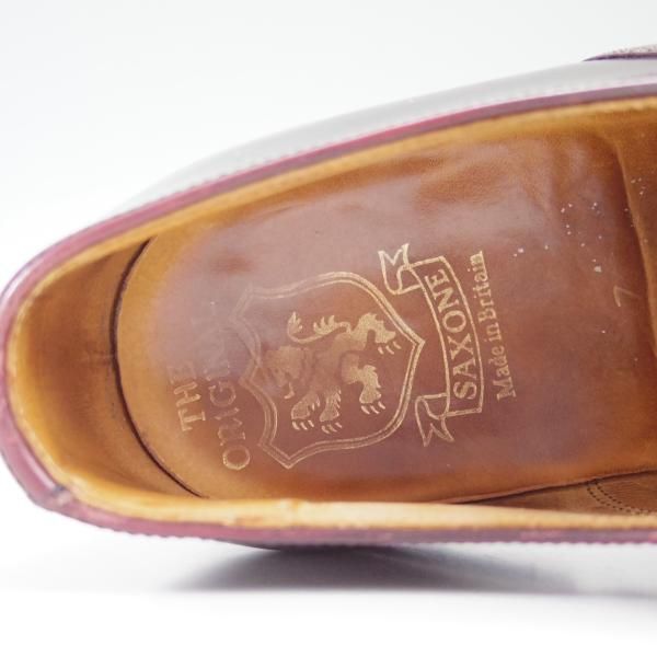 極上★(英)SAXONE/サクソン SIZE 7【★英国製/ストレートチップ】3251/ポリッシュカーフ★c243