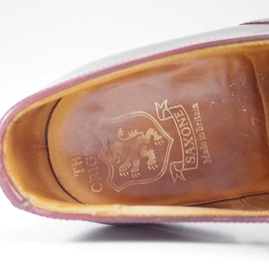 極上★(英)SAXONE/サクソン SIZE 7【★英国製/ストレートチップ】3251/ポリッシュカーフ★c243