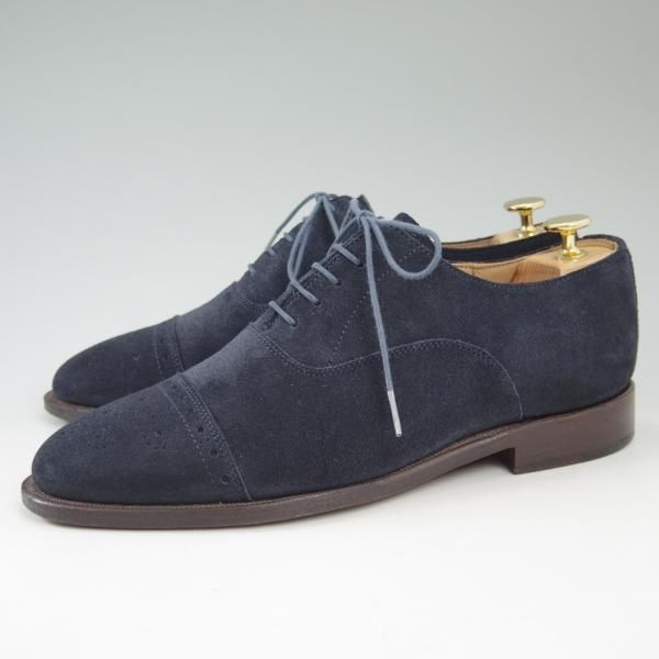美品★ショーンハイト/東立製靴 SIZE 25.5【★グッドイヤーウェルテッド製法】セミブローグ/スエード/ネイビー/SH405-2★c246
