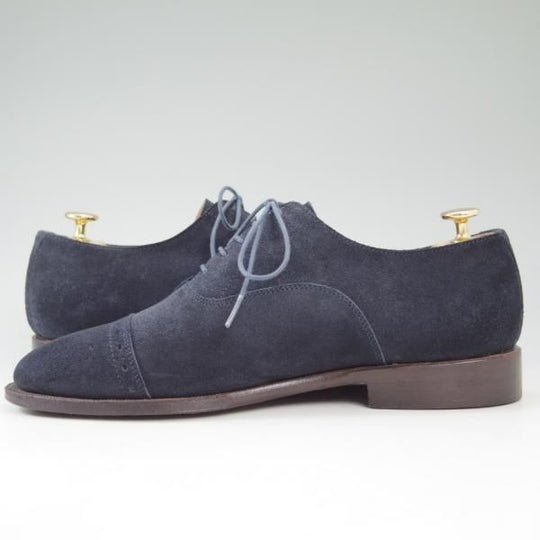 美品★ショーンハイト/東立製靴 SIZE 25.5【★グッドイヤーウェルテッド製法】セミブローグ/スエード/ネイビー/SH405-2★c246