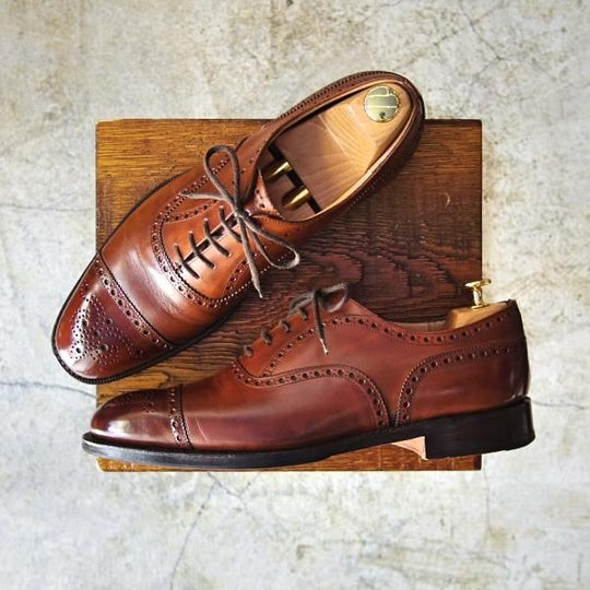 美品★チャーチ/Church's 75F/UK7.5 【★ディプロマット/DIPLOMAT】173ラスト/セミブローグ/5都市ロゴ/ネバダカーフ/★c252