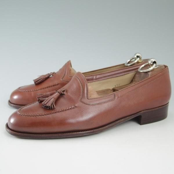 極上★(伊)タニノクリスチー SIZE 6.5【★定価15万円以上】タッセルローファー/108313/カーフ/ブラウン/TANINO CRISCI★c255