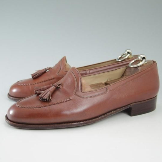 極上★(伊)タニノクリスチー SIZE 6.5【★定価15万円以上】タッセルローファー/108313/カーフ/ブラウン/TANINO CRISCI★c255