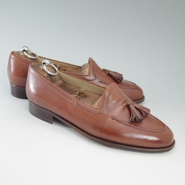 極上★(伊)タニノクリスチー SIZE 6.5【★定価15万円以上】タッセルローファー/108313/カーフ/ブラウン/TANINO CRISCI★c255