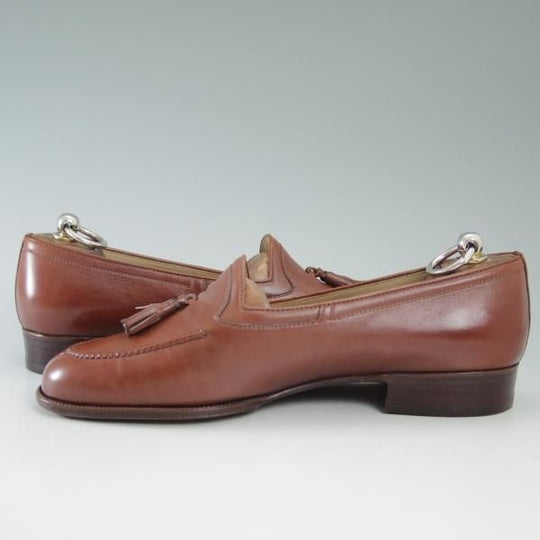 極上★(伊)タニノクリスチー SIZE 6.5【★定価15万円以上】タッセルローファー/108313/カーフ/ブラウン/TANINO CRISCI★c255