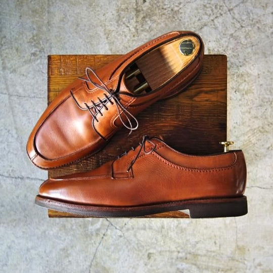 美品★(米)アレンエドモンズ 8.5E【★Uチップ/Stockbridge】カーフ/茶/メンズ/ALLEN EDMONDS★c267
