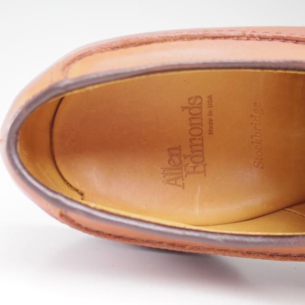 美品★(米)アレンエドモンズ 8.5E【★Uチップ/Stockbridge】カーフ/茶/メンズ/ALLEN EDMONDS★c267