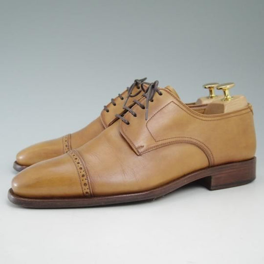 極上★(スペイン製)BARRATS/バラッツ SIZE 6.5【★スペイン王室御用達/パンチドキャップトゥ】カーフ/薄茶★c278