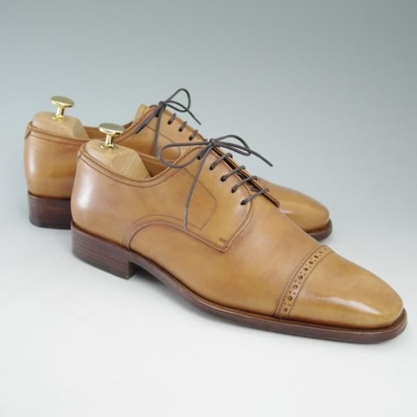 極上★(スペイン製)BARRATS/バラッツ SIZE 6.5【★スペイン王室御用達/パンチドキャップトゥ】カーフ/薄茶★c278