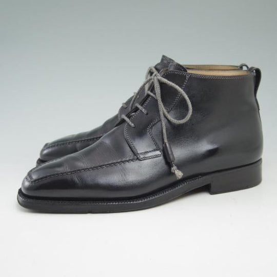 極上★(伊)ステファノビ製 SIZE 7【★スキンステッチ仕様/ロエベ別注/LOEWE】カーフ/黒/メンズ/靴/STEFANOBI★c292