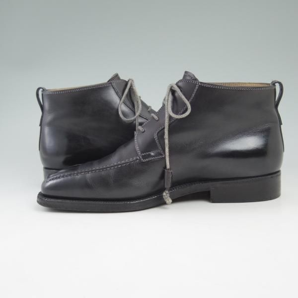 極上★(伊)ステファノビ製 SIZE 7【★スキンステッチ仕様/ロエベ別注/LOEWE】カーフ/黒/メンズ/靴/STEFANOBI★c292