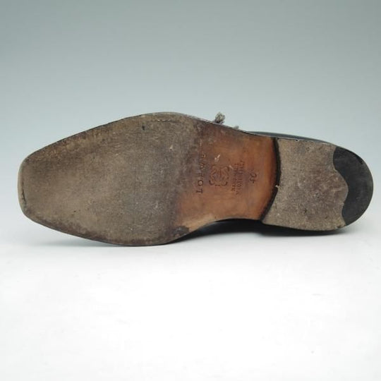 極上★(伊)ステファノビ製 SIZE 7【★スキンステッチ仕様/ロエベ別注/LOEWE】カーフ/黒/メンズ/靴/STEFANOBI★c292