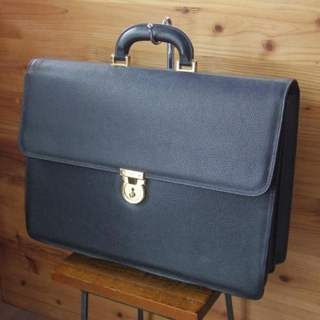 極上★(伊)サルヴァトーレ・フェラガモ/Ferragamo【★レザー ブリーフケース】黒/メンズ ビジネス バッグ/Salvatore★N5090
