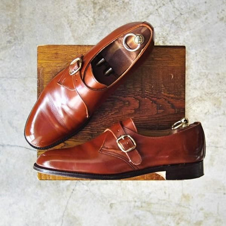 極美品★トリッカーズ SIZE 8.5【希少★70's〜80'sヴィンテージ/Corniche by Tricker's】モンクストラップ/W202T/Tricker's★c304