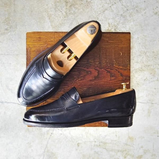 ★(伊)タニノクリスチー SIZE 6.5【★定価15万円以上/コインローファー/黒】カーフ/129927/men's/メンズ/TANINO CRISCI★c307