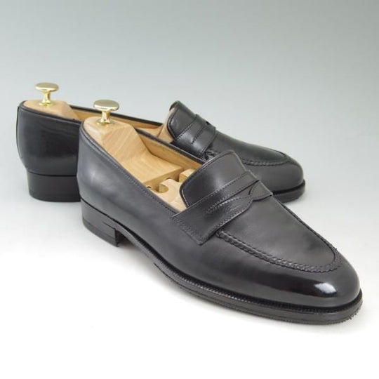 ★(伊)タニノクリスチー SIZE 6.5【★定価15万円以上/コインローファー/黒】カーフ/129927/men's/メンズ/TANINO CRISCI★c307