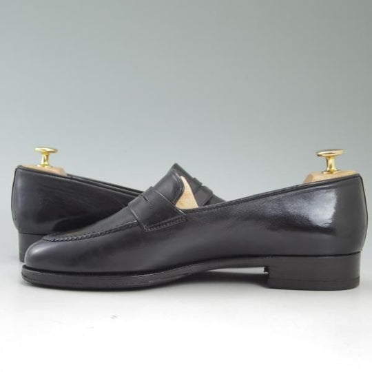 ★(伊)タニノクリスチー SIZE 6.5【★定価15万円以上/コインローファー/黒】カーフ/129927/men's/メンズ/TANINO CRISCI★c307