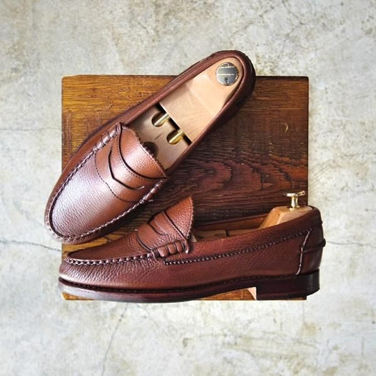 美品★ブルックスブラザーズ 7.5E【★コインローファー】スリッポン/グレインレザー/BROOKS BROTHERS★c309