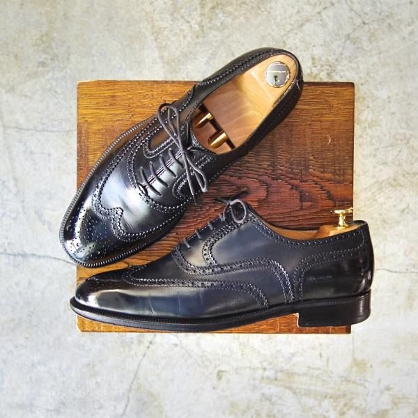 極上★(伊)タニノクリスチー SIZE 7【定価15万円以上★フルブローグ】122579/黒/ブラック/NERO/メンズ/カーフ/TANINO CRISCI★c325