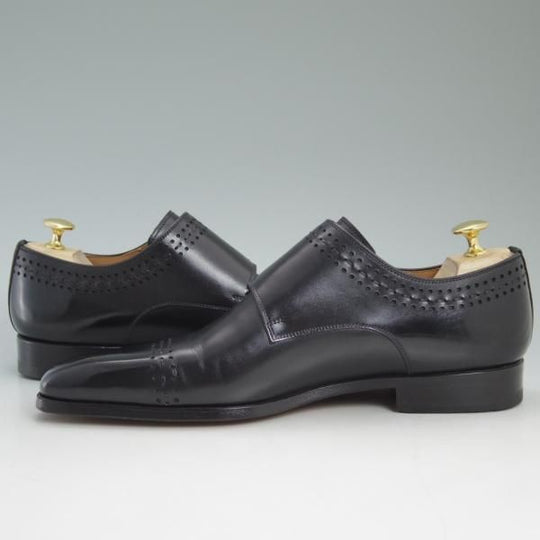 ほぼ試着程度★(スペイン製)マグナーニ SIZE 39【★ボロネーゼ製法/ダブルモンク】黒/カーフ/メンズ/MAGNANNI★c353