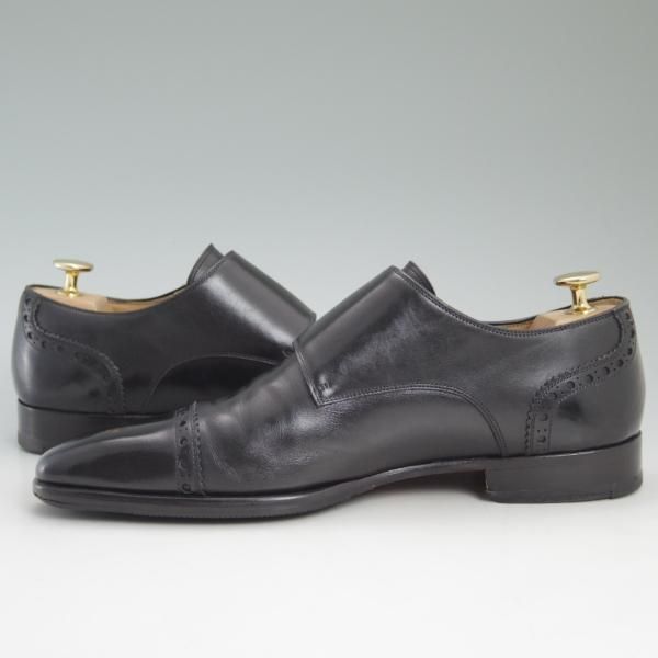 美品★(スペイン製)マグナーニ SIZE 39【★ボロネーゼ製法/ダブルモンク】黒/カーフ/メンズ/MAGNANNI★c354