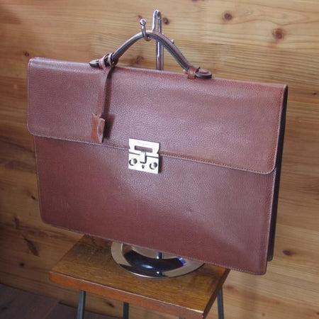 極上★(伊)サルヴァトーレ・フェラガモ/Ferragamo【★レザー ブリーフケース】ブラウン/メンズ ビジネス バッグ/Salvatore★N5094