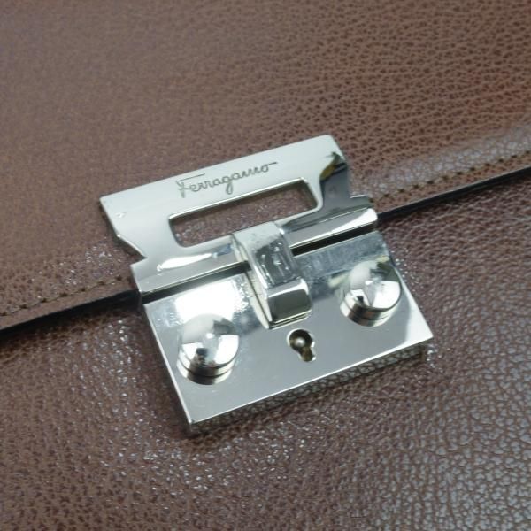 極上★(伊)サルヴァトーレ・フェラガモ/Ferragamo【★レザー ブリーフケース】ブラウン/メンズ ビジネス バッグ/Salvatore★N5094