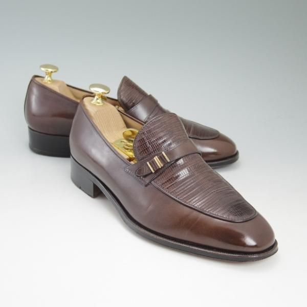 美品★(伊)タニノクリスチー 5.5【★イグアナリザード仕様】REAL LIZARD/リアルリザード/108098/コンビ ローファー/TANINO CRISCI★c364